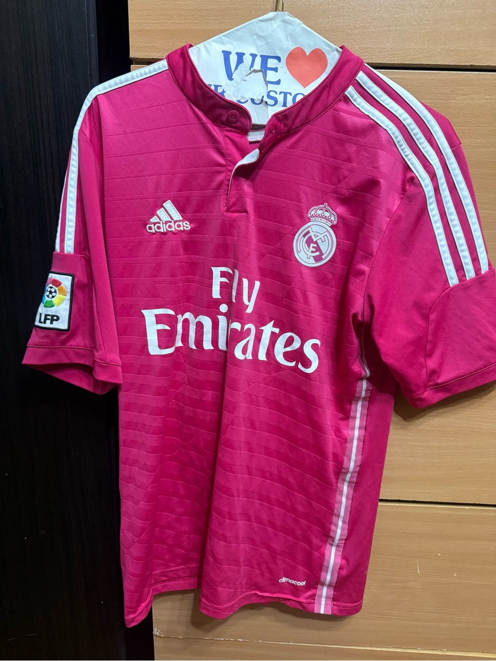 adidas Kids Pink Real Madrid Fly Emirates Soccer Jersey